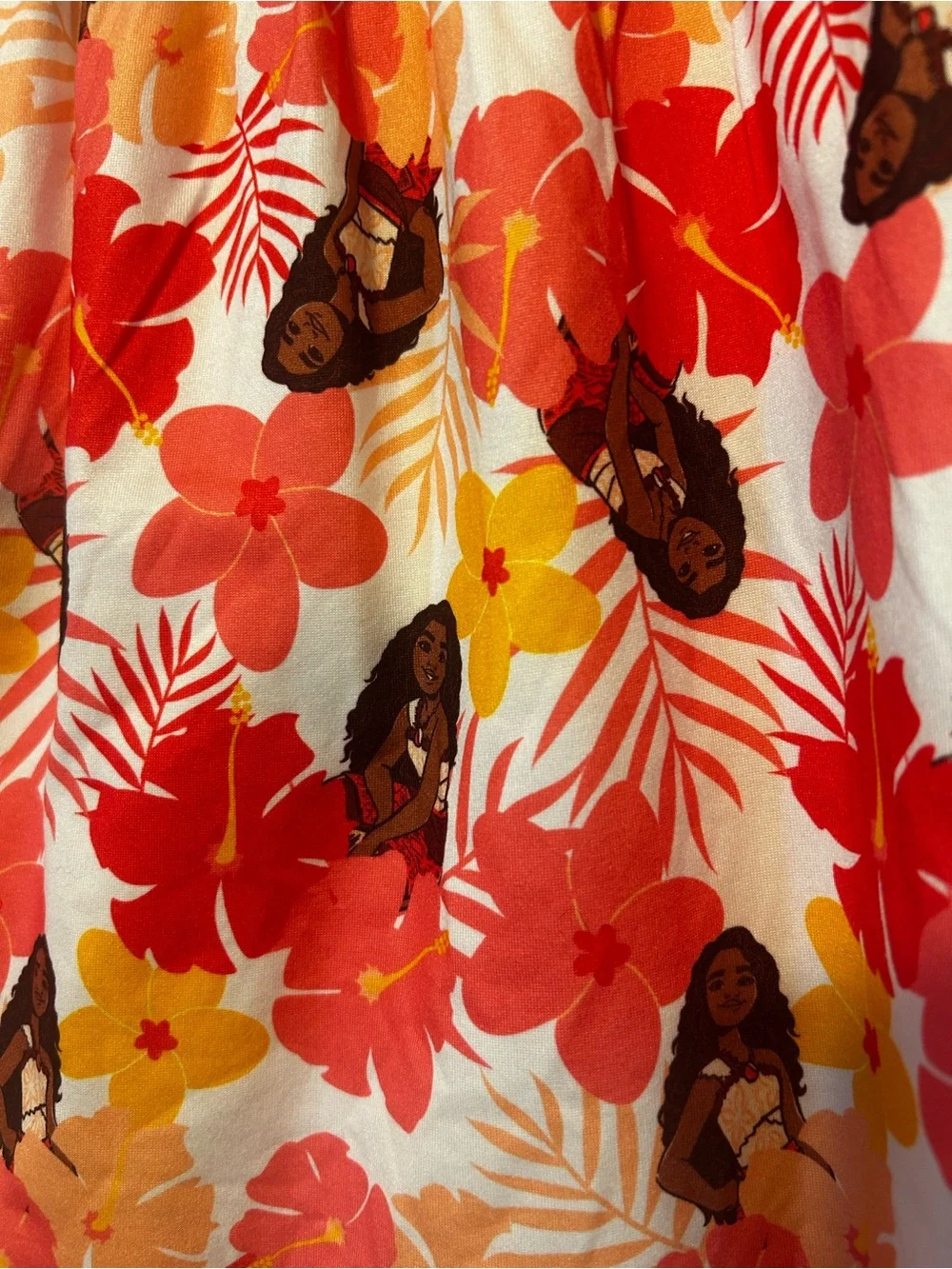 Disney Moana 2 Yummy Dress Girls 2T Red Orange Floral Tropical Flutter Sleeve